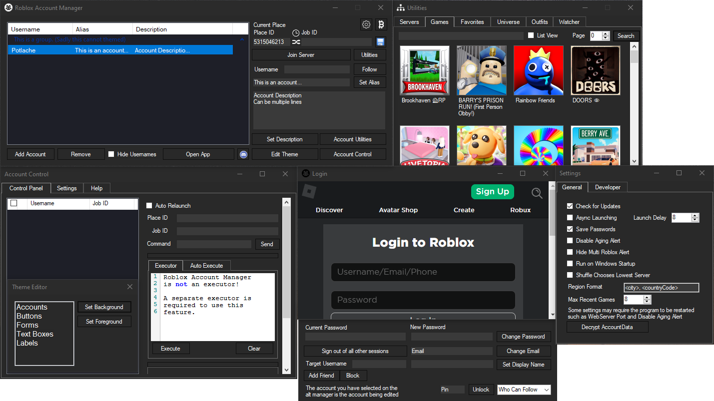 Roblox Account Manager Interface Screenshot